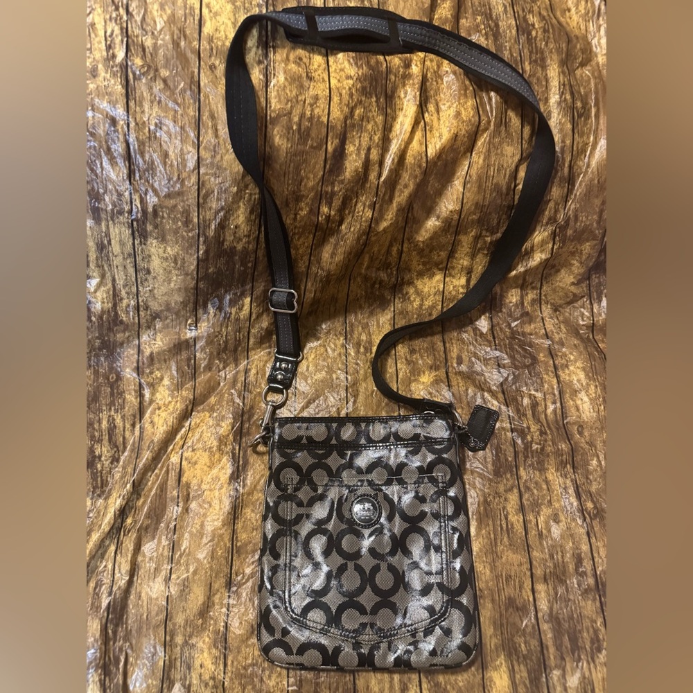 Coach Black and Silver Crossbody Bag